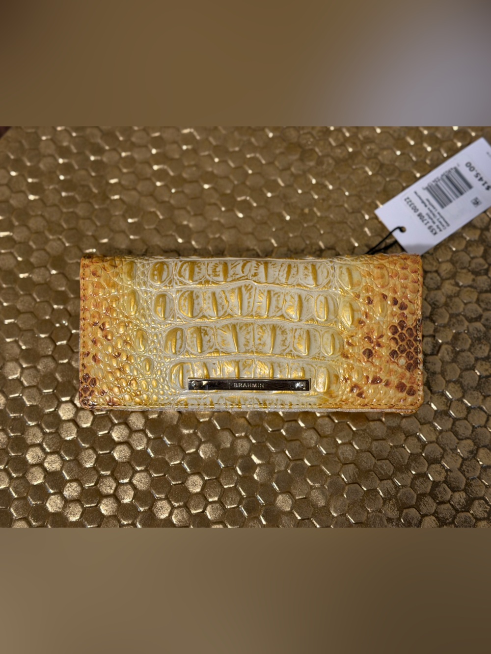 Brahmin Canary Croc-Embossed Leather Ady Wallet